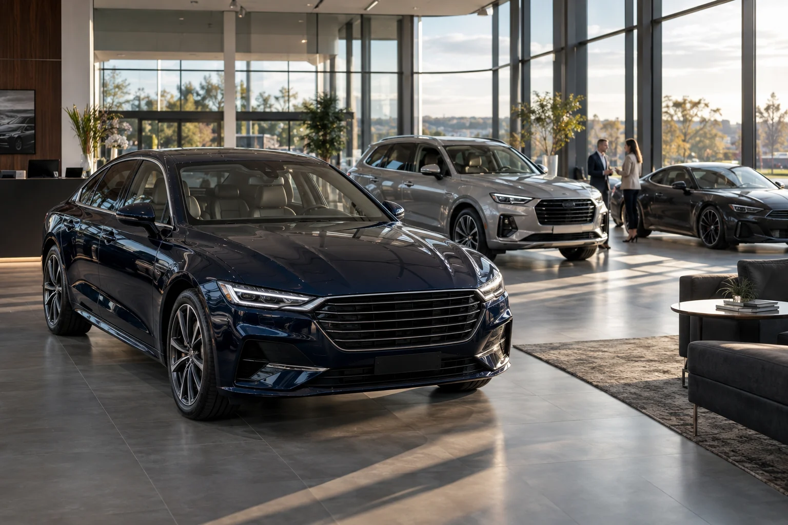 Fahrzeugauswahl in einem modernen Autohaus